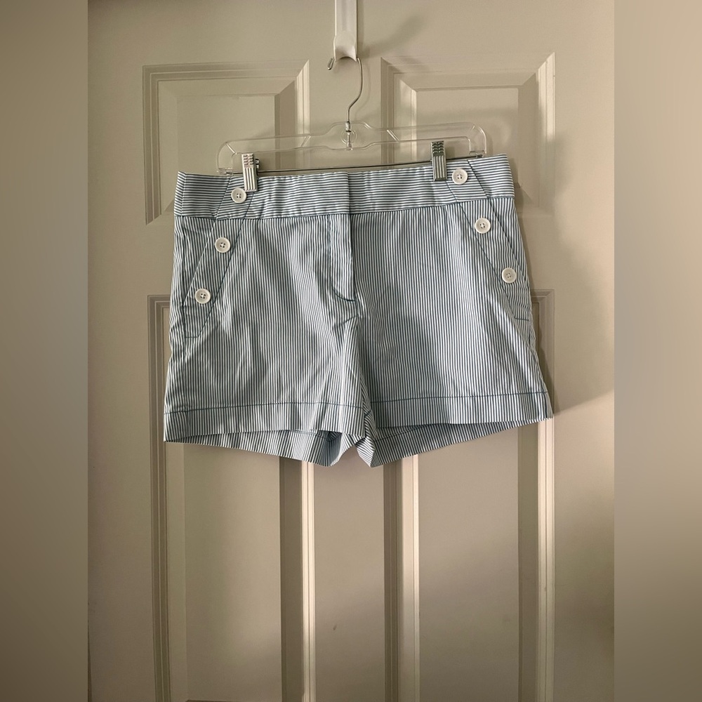 Women’s Loft The Riveria blue & white Striped Sailor Shorts textured nautical 8
